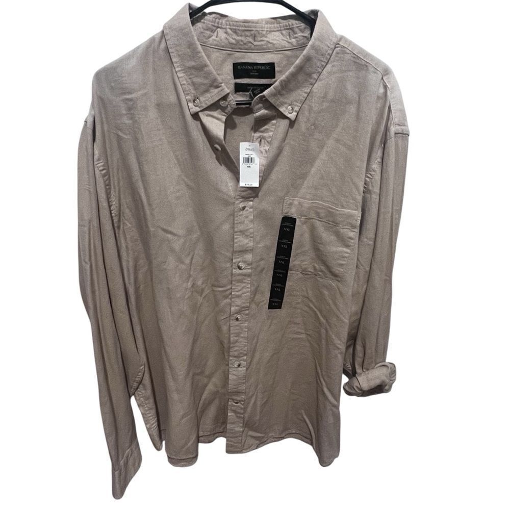 NWT Men's banana republic button down long sleeve collard shirt xxl untucked fit - Picture 1 of 8